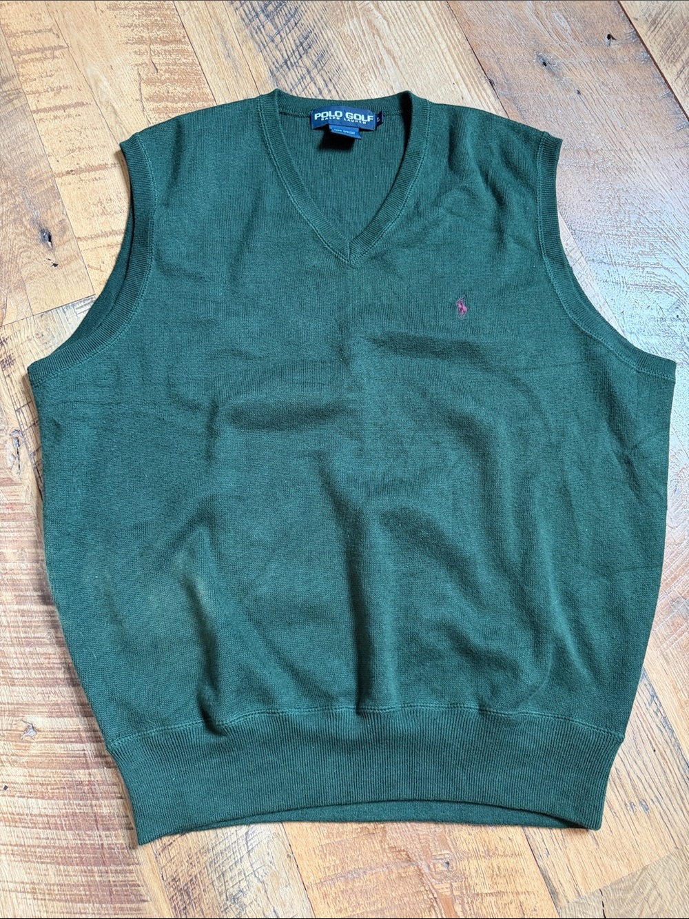 Polo Golf Dark Green V-Neck Sweater Vest